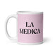 La Medica The Physician Funny Home Office Work Coffee Mug Mexican Spanish Pride Gift White Glossy Cup Light Pink Card Mug Mexicada