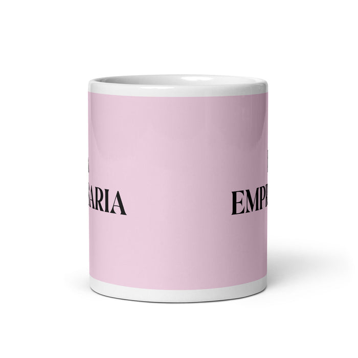 La Empresaria The Entrepreneur Funny Home Office Work Coffee Mug Mexican Spanish Pride Gift White Glossy Cup Light Pink Card Mug Mexicada