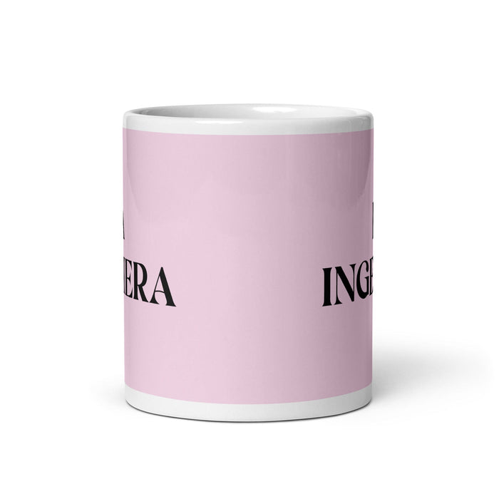 La Ingeniera The Engineer Funny Home Office Work Coffee Mug Mexican Spanish Pride Gift White Glossy Cup Light Pink Card Mug Mexicada