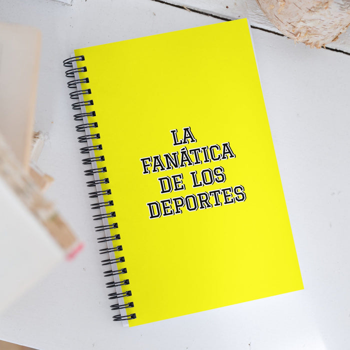 La Fanática De Los Deportes The Sports Fan | Yellow Spiral Notebook, 140 Dotted Sheets | Funny Gift Idea Home Office Work | Mexican Spanish Pride Gift Mexicada