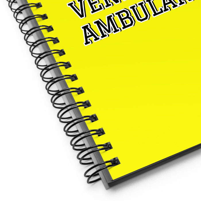 La Vendedora Ambulante The Street Vendor | Yellow Spiral Notebook, 140 Dotted Sheets | Funny Gift Idea Home Office Work | Mexican Spanish Pride Gift Mexicada