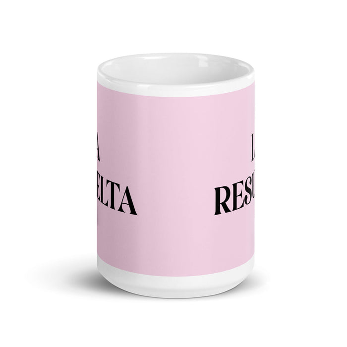 La Resuelta The Determined One Funny Home Office Work Coffee Mug Mexican Spanish Pride Gift White Glossy Cup Light Pink Card Mug Mexicada