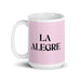 La Alegre The Cheerful One Funny Home Office Work Coffee Mug Mexican Spanish Pride Gift White Glossy Cup Light Pink Card Mug Mexicada