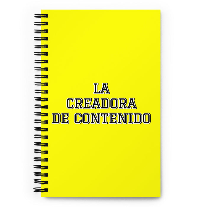 La Creadora De Contenido The Content Creator | Yellow Spiral Notebook, 140 Dotted Sheets | Funny Gift Idea Home Office Work | Mexican Spanish Pride Gift Mexicada