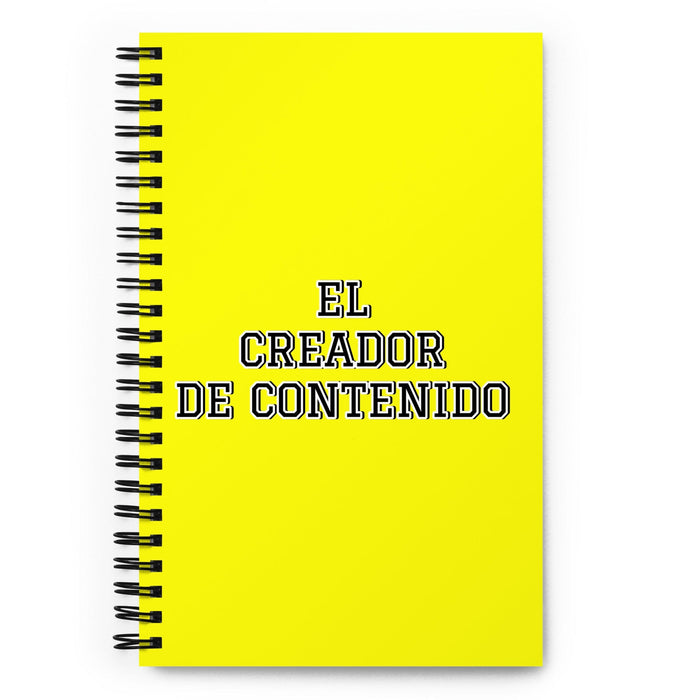 El Creador De Contenido The Content Creator | Yellow Spiral Notebook, 140 Dotted Sheets | Funny Gift Idea Home Office Work | Mexican Spanish Pride Gift Mexicada