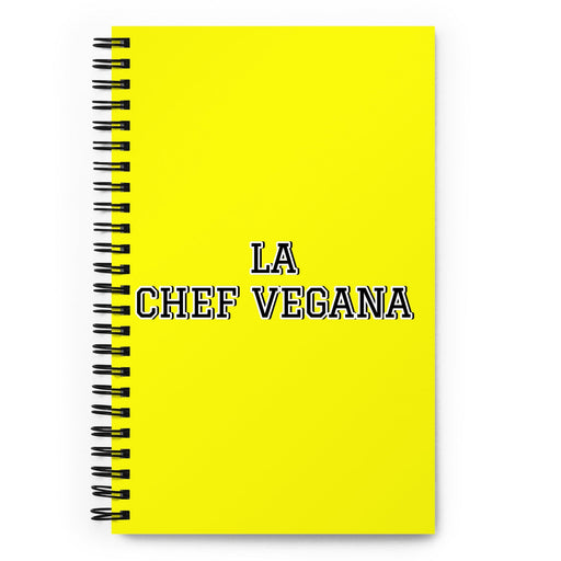 La Chef Vegana The Vegan Chef | Yellow Spiral Notebook, 140 Dotted Sheets | Funny Gift Idea Home Office Work | Mexican Spanish Pride Gift Mexicada