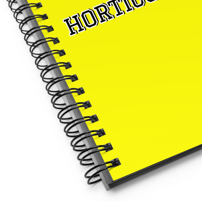 La Horticultora The Horticulturist | Yellow Spiral Notebook, 140 Dotted Sheets | Funny Gift Idea Home Office Work | Mexican Spanish Pride Gift Mexicada