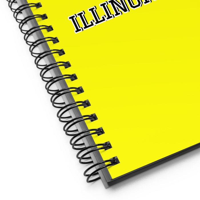 La Illinoisense The Illinoisan | Yellow Spiral Notebook, 140 Dotted Sheets | Funny Gift Idea Home Office Work | Mexican Spanish Pride Gift Mexicada