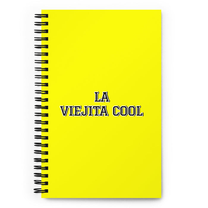 La Viejita Cool The Cool Grandma / Grandpa | Yellow Spiral Notebook, 140 Dotted Sheets | Funny Gift Idea Home Office Work | Mexican Spanish Pride Gift Mexicada