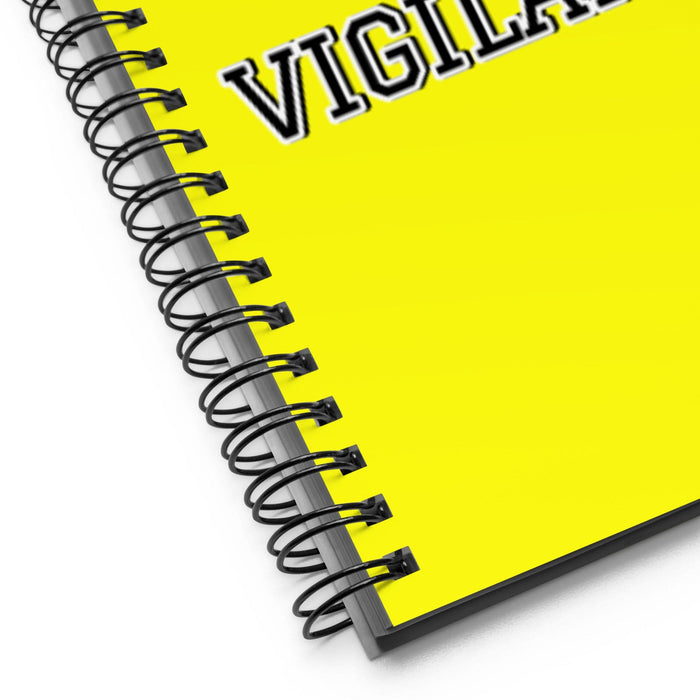 La Vigilante The Security Guard | Yellow Spiral Notebook, 140 Dotted Sheets | Funny Gift Idea Home Office Work | Mexican Spanish Pride Gift Mexicada