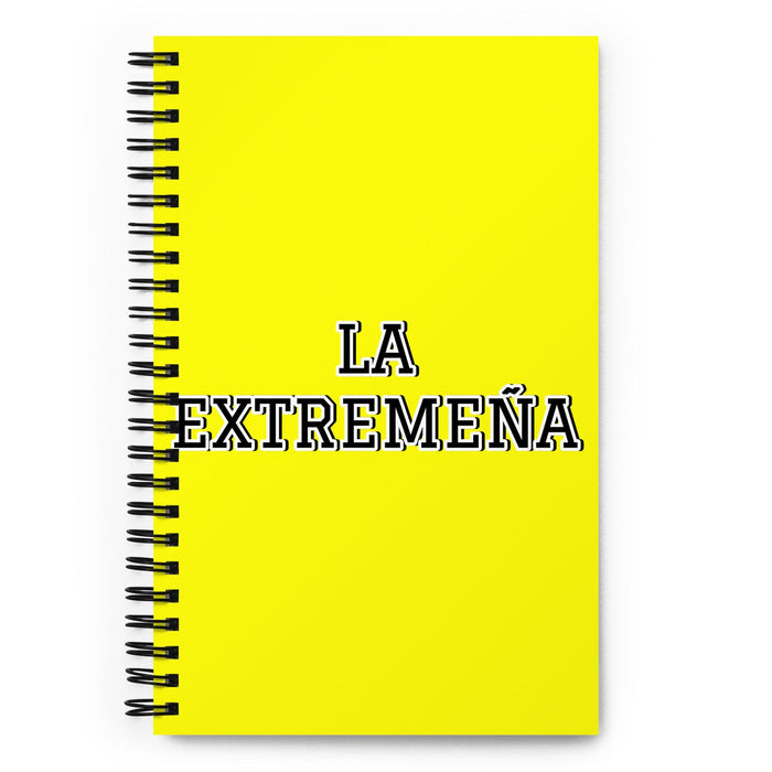 La Extremeña The Extremaduran | Yellow Spiral Notebook, 140 Dotted Sheets | Funny Gift Idea Home Office Work | Mexican Spanish Pride Gift Mexicada