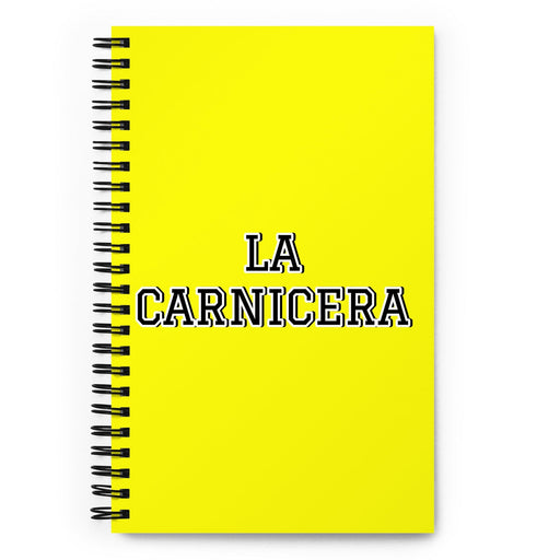 La Carnicera The Butcher | Yellow Spiral Notebook, 140 Dotted Sheets | Funny Gift Idea Home Office Work | Mexican Spanish Pride Gift Mexicada