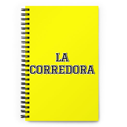 La Corredora The Runner | Yellow Spiral Notebook, 140 Dotted Sheets | Funny Gift Idea Home Office Work | Mexican Spanish Pride Gift Mexicada