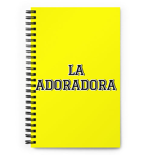 La Adoradora The Worshiper | Yellow Spiral Notebook, 140 Dotted Sheets | Funny Gift Idea Home Office Work | Mexican Spanish Pride Gift Mexicada