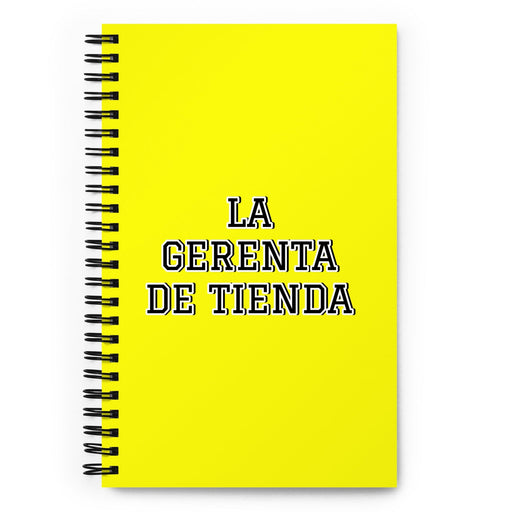 La Gerenta De Tienda The Store Manager | Yellow Spiral Notebook, 140 Dotted Sheets | Funny Gift Idea Home Office Work | Mexican Spanish Pride Gift Mexicada