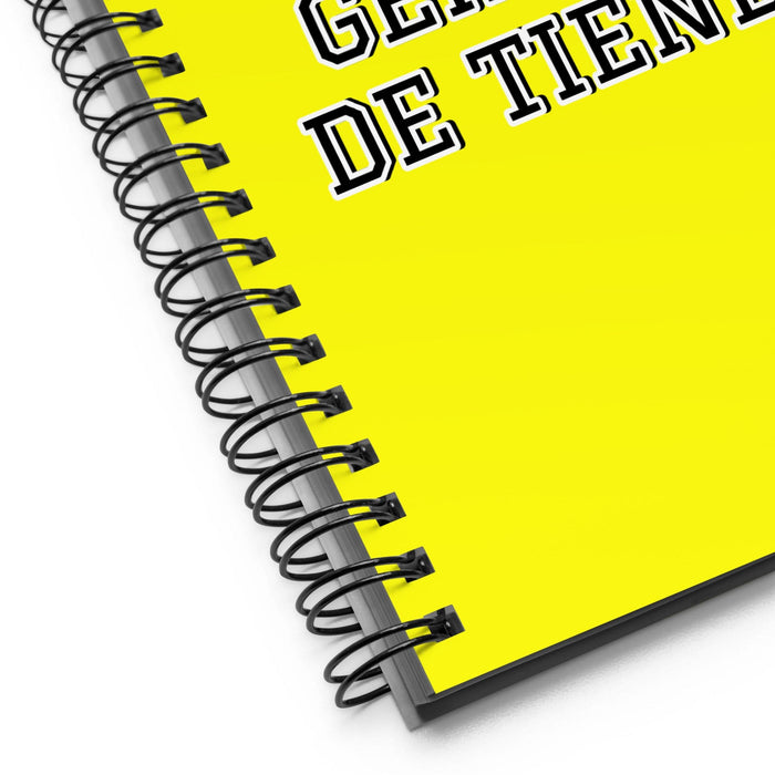 La Gerenta De Tienda The Store Manager | Yellow Spiral Notebook, 140 Dotted Sheets | Funny Gift Idea Home Office Work | Mexican Spanish Pride Gift Mexicada