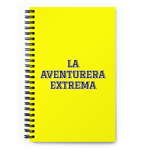 La Aventurera Extrema The Extreme Adventurer | Yellow Spiral Notebook, 140 Dotted Sheets | Funny Gift Idea Home Office Work | Mexican Spanish Pride Gift Mexicada