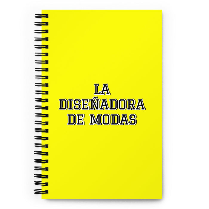 La Diseñadora De Modas The Fashion Designer | Yellow Spiral Notebook, 140 Dotted Sheets | Funny Gift Idea Home Office Work | Mexican Spanish Pride Gift Mexicada