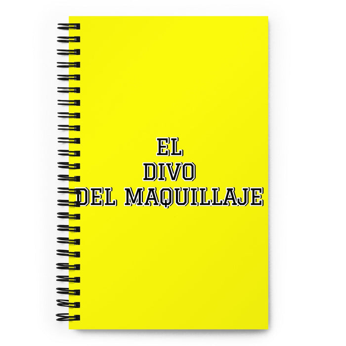 El Divo Del Maquillaje The Makeup Diva | Yellow Spiral Notebook, 140 Dotted Sheets | Funny Gift Idea Home Office Work | Mexican Spanish Pride Gift Mexicada