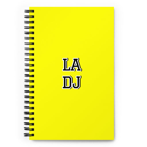 La Dj The Dj | Yellow Spiral Notebook, 140 Dotted Sheets | Funny Gift Idea Home Office Work | Mexican Spanish Pride Gift Mexicada