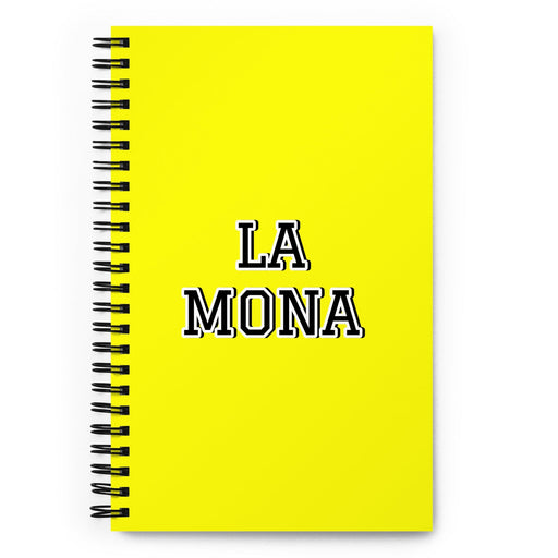 La Mona The Monkey | Yellow Spiral Notebook, 140 Dotted Sheets | Funny Gift Idea Home Office Work | Mexican Spanish Pride Gift Mexicada