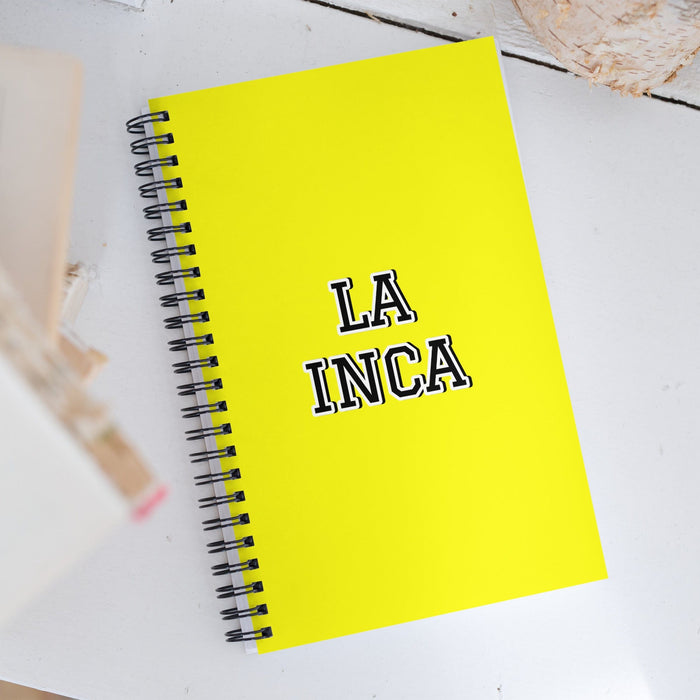 La Inca The Inca | Yellow Spiral Notebook, 140 Dotted Sheets | Funny Gift Idea Home Office Work | Mexican Spanish Pride Gift Mexicada