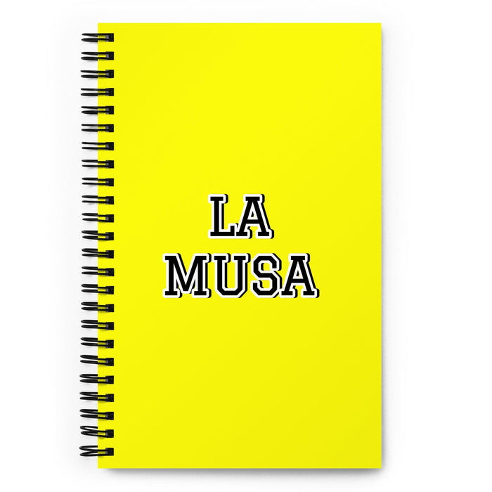 La Musa The Muse | Yellow Spiral Notebook, 140 Dotted Sheets | Funny Gift Idea Home Office Work | Mexican Spanish Pride Gift Mexicada