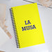 La Musa The Muse | Yellow Spiral Notebook, 140 Dotted Sheets | Funny Gift Idea Home Office Work | Mexican Spanish Pride Gift Mexicada