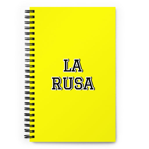 La Rusa The Russian | Yellow Spiral Notebook, 140 Dotted Sheets | Funny Gift Idea Home Office Work | Mexican Spanish Pride Gift Mexicada