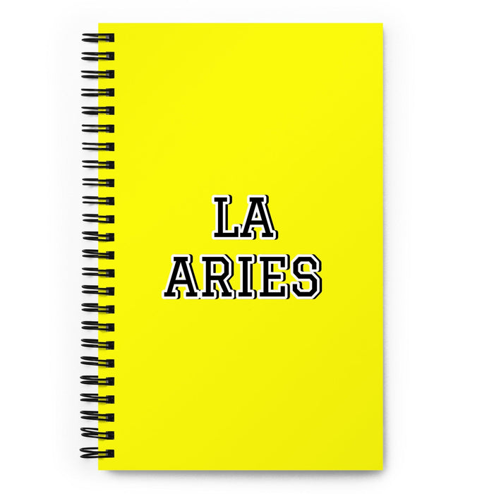 La Aries The Aries | Yellow Spiral Notebook, 140 Dotted Sheets | Funny Gift Idea Home Office Work | Mexican Spanish Pride Gift Mexicada