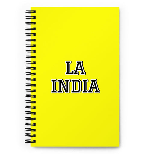 La India The Indian | Yellow Spiral Notebook, 140 Dotted Sheets | Funny Gift Idea Home Office Work | Mexican Spanish Pride Gift Mexicada