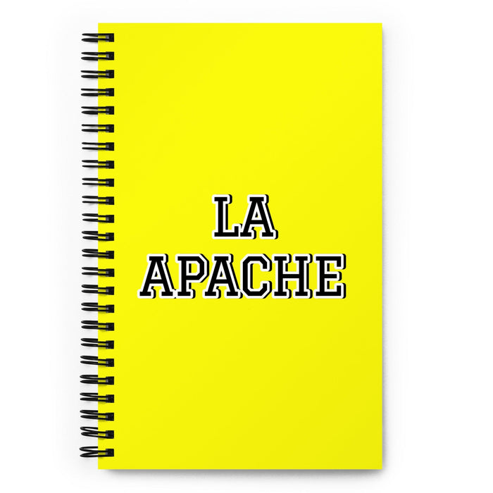 La Apache The Apache | Yellow Spiral Notebook, 140 Dotted Sheets | Funny Gift Idea Home Office Work | Mexican Spanish Pride Gift Mexicada