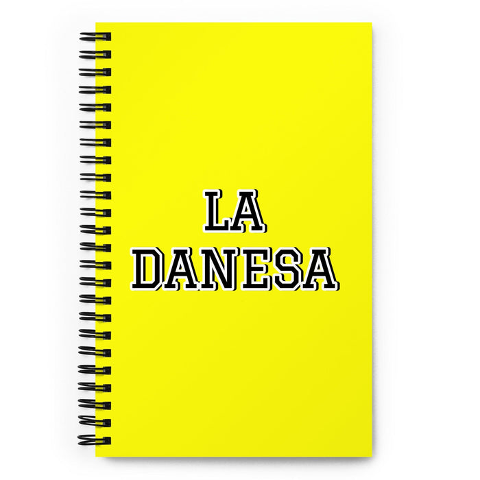 La Danesa The Danish | Yellow Spiral Notebook, 140 Dotted Sheets | Funny Gift Idea Home Office Work | Mexican Spanish Pride Gift Mexicada