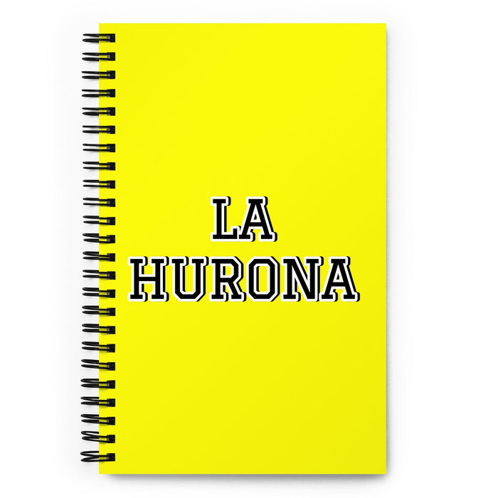 La Hurona The Huron | Yellow Spiral Notebook, 140 Dotted Sheets | Funny Gift Idea Home Office Work | Mexican Spanish Pride Gift Mexicada