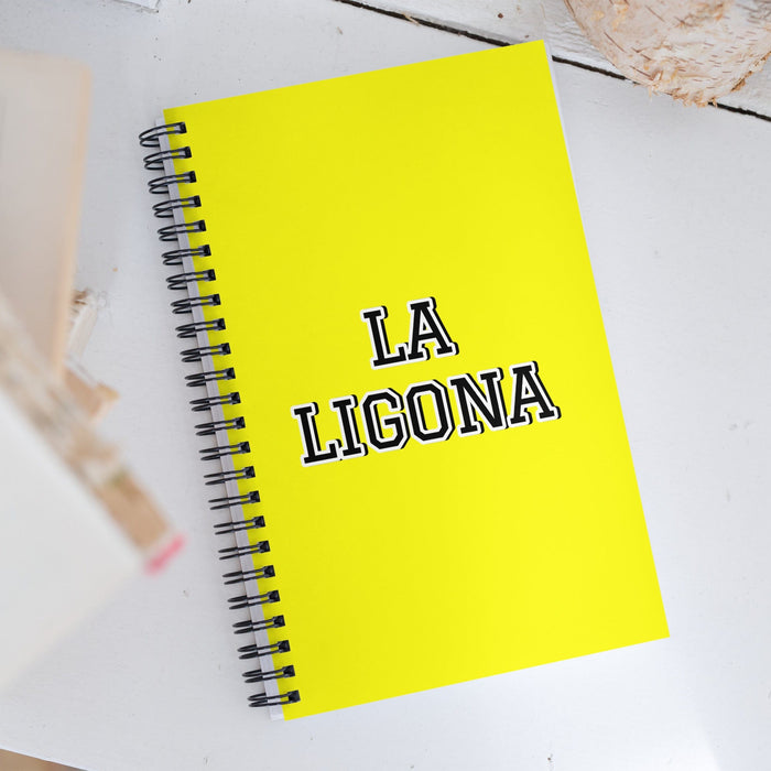 La Ligona The Flirt | Yellow Spiral Notebook, 140 Dotted Sheets | Funny Gift Idea Home Office Work | Mexican Spanish Pride Gift Mexicada