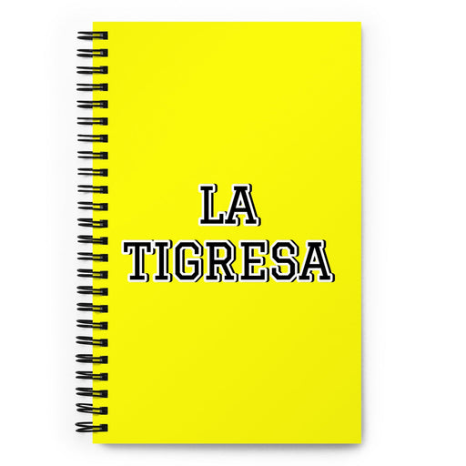 La Tigresa The Tiger | Yellow Spiral Notebook, 140 Dotted Sheets | Funny Gift Idea Home Office Work | Mexican Spanish Pride Gift Mexicada