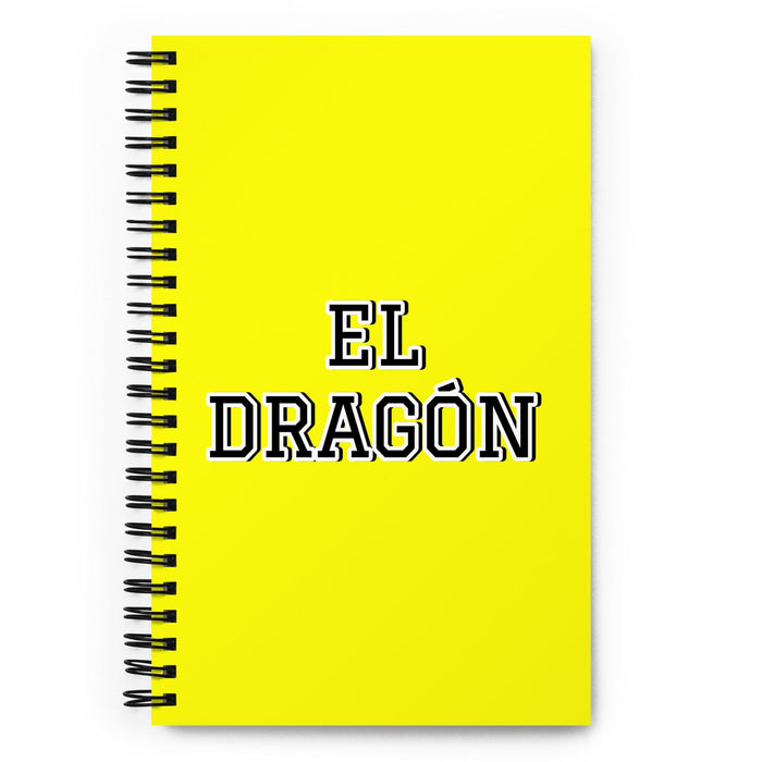 El Dragón The Dragon | Yellow Spiral Notebook, 140 Dotted Sheets | Funny Gift Idea Home Office Work | Mexican Spanish Pride Gift Mexicada