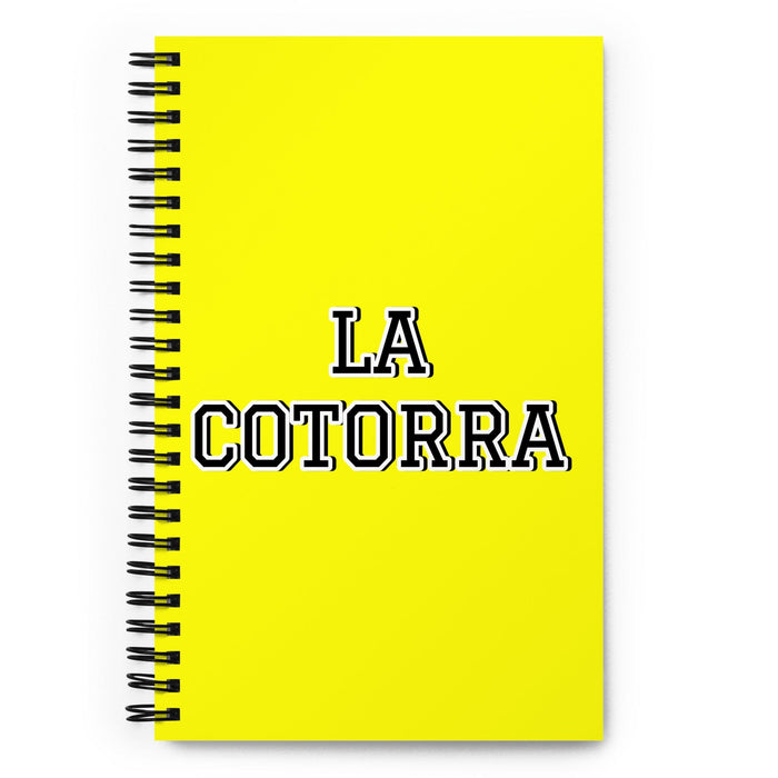 La Cotorra The Chatterbox | Yellow Spiral Notebook, 140 Dotted Sheets | Funny Gift Idea Home Office Work | Mexican Spanish Pride Gift Mexicada