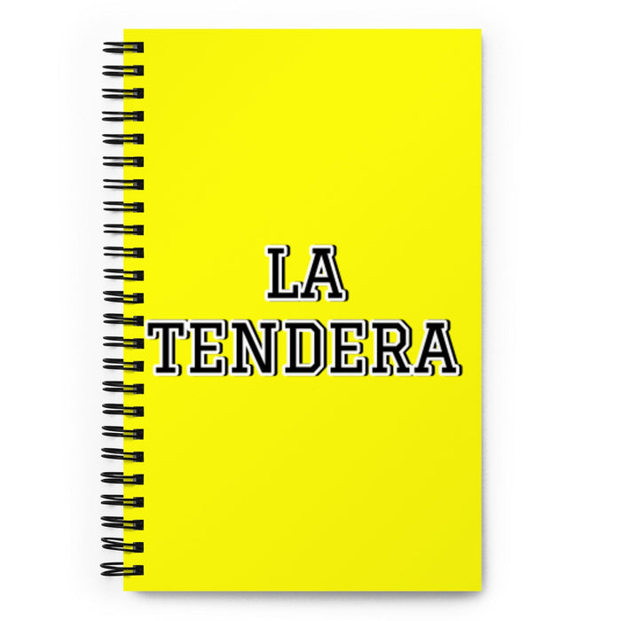 La Tendera The Shopkeeper | Yellow Spiral Notebook, 140 Dotted Sheets | Funny Gift Idea Home Office Work | Mexican Spanish Pride Gift Mexicada