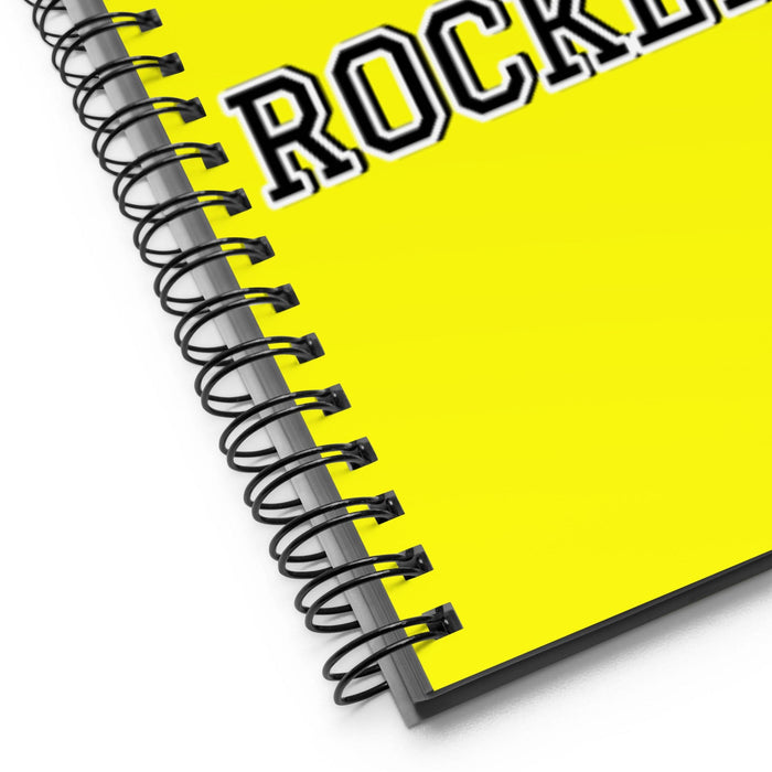 La Rockera The Rocker | Yellow Spiral Notebook, 140 Dotted Sheets | Funny Gift Idea Home Office Work | Mexican Spanish Pride Gift Mexicada