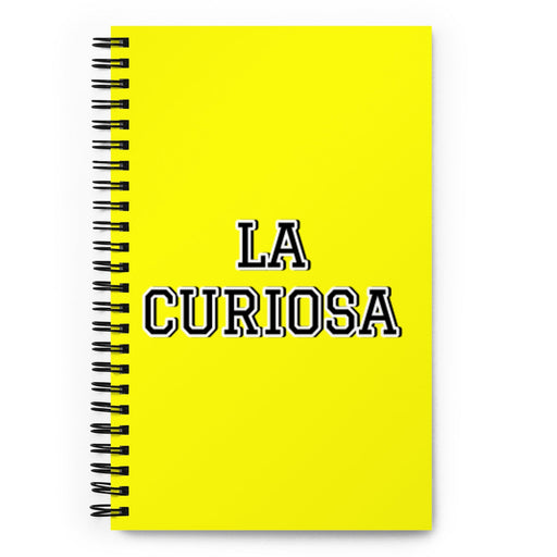 La Curiosa The Curious One | Yellow Spiral Notebook, 140 Dotted Sheets | Funny Gift Idea Home Office Work | Mexican Spanish Pride Gift Mexicada