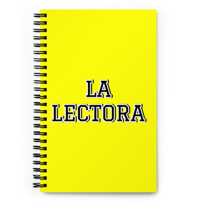 La Lectora The Bookworm | Yellow Spiral Notebook, 140 Dotted Sheets | Funny Gift Idea Home Office Work | Mexican Spanish Pride Gift Mexicada