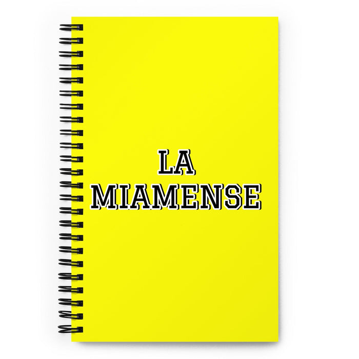 La Miamense The Miamian | Yellow Spiral Notebook, 140 Dotted Sheets | Funny Gift Idea Home Office Work | Mexican Spanish Pride Gift Mexicada