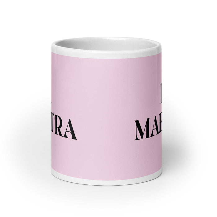 La Maestra The Teacher Funny Home Office Work Coffee Mug Mexican Spanish Pride Gift White Glossy Cup Light Pink Card Mug Mexicada