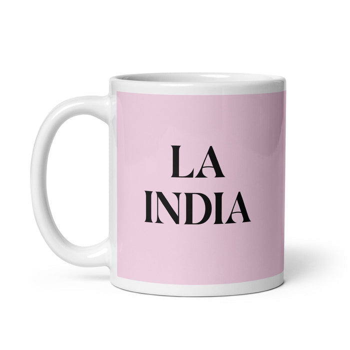 La India The Indian Funny Home Office Work Coffee Mug Mexican Spanish Pride Gift White Glossy Cup Light Pink Card Mug Mexicada