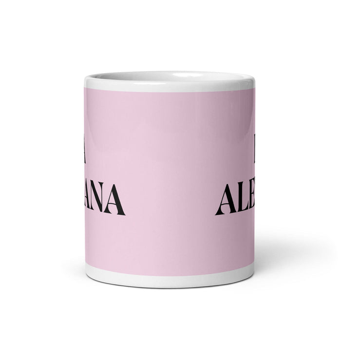 La Alemana The German Funny Home Office Work Coffee Mug Mexican Spanish Pride Gift White Glossy Cup Light Pink Card Mug Mexicada