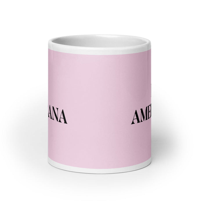 La Americana The American Funny Home Office Work Coffee Mug Mexican Spanish Pride Gift White Glossy Cup Light Pink Card Mug Mexicada