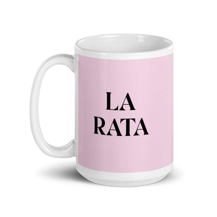 La Rata The Rat Funny Home Office Work Coffee Mug Mexican Spanish Pride Gift White Glossy Cup Light Pink Card Mug Mexicada