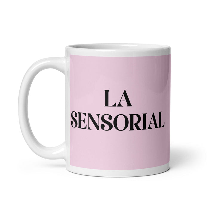 La Sensorial The Sensory Funny Home Office Work Coffee Mug Mexican Spanish Pride Gift White Glossy Cup Light Pink Card Mug Mexicada