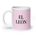 El León The Lion Funny Home Office Work Coffee Mug Mexican Spanish Pride Gift White Glossy Cup Light Pink Card Mug Mexicada